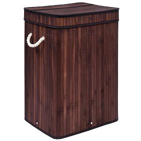 Bamboo Laundry Basket with Lid SOREN 80L Wenge