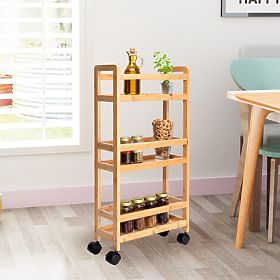 Bamboo Rolling Shelf INAKI 3 Levels Natural