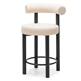 Bar Stool Pedro, Beige/Black Legs, Boucle