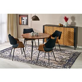 BARRY round table, top - walnut, legs - black (1p=1pc)