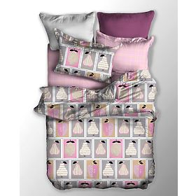 BASIC Bedding Powder Pink with Geometric Pattern 155x220_80x80*1 DecoKing