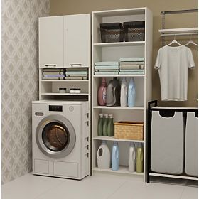 Bathroom Cabinet Above Washing Machine POLA DK CASHMERE BEIGE Shelf Column 180X64X30