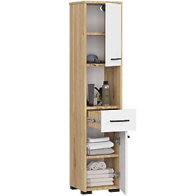 BATHROOM CABINET FIN COLUMN 30 2D 1SZ 1W 140cm PK ARTISAN / WHITE