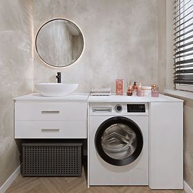 Bathroom Cabinet for Washing Machine with Doors POLA NP 1D WHITE 2 Shelves