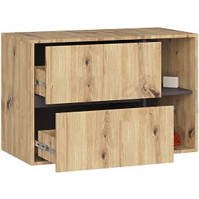 BATHROOM CABINET UNDER SINK VAMI W90 2DR 2SHELF PK ARTISAN OAK / GRAPHITE GRAY