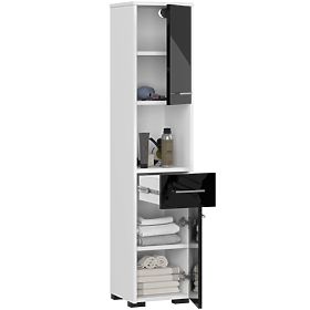 BATHROOM SHELF FIN COLUMN 30 2D 1SZ 1W 140cm PK BLACK GLOSS