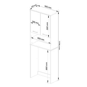 BATHROOM SHELF FIN OVER WASHING MACHINE WHITE / BLACK GLOSS