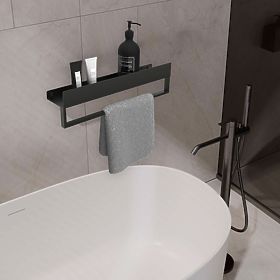 Bathroom Shelf for Bathtub SF01 60 cm Black Matte, Rea