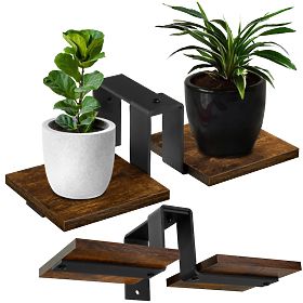 Black Loft Plant Stand FERNANDO RUSTIC Old Oak