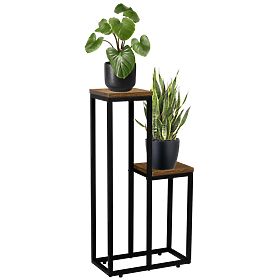 Black Plant Stand Hazel Rustic Antique Oak