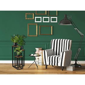 Black Plant Stand Munir Rustic Aged Oak