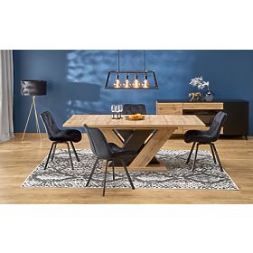 BRANDON Extendable Table 160-200/90 cm Oak Wotan/Black