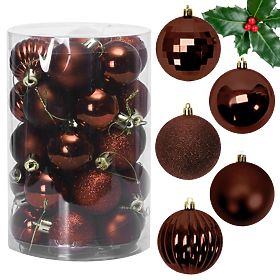BROWN CHRISTMAS BALLS 34 PCS SYSD1688-038, Tutumi