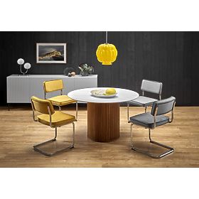 BRUNO Round Table, White Marble / Walnut (2p=1pc)