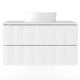 Cabinet for countertop washbasin Grita 80 cm, white, wavy front panel