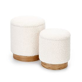 CANCUN Set of 2 Poufs, Cream/Natural (1p=1set)