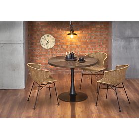 CARMELO round table, top - walnut, leg - black (3p=1pc), Halmar