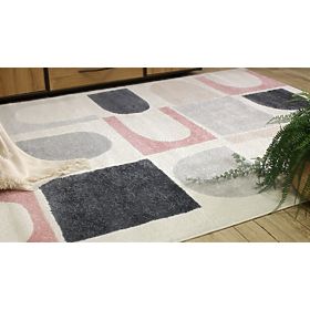 Carpet FUSION 0213 White/Dark Pink - Geometric, Modern, Abstract