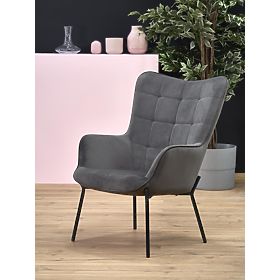 CASTEL Relaxation Chair Black / Light Gray, Halmar