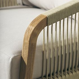 Castello Garden Furniture Set, Wicker, FSC Acacia Wood, Teak Finish, Beige