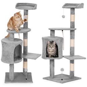 Cat Scratcher, Bed, Post, Scratching Tower, House 110 cm Grey Petsi
