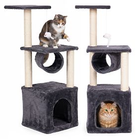 Cat Scratching Post, Bed, Column, Scratching Tower, House 94 cm Gray Petsi