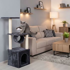 Cat Scratching Post, Bed, Column, Scratching Tower, House 94 cm Gray Petsi