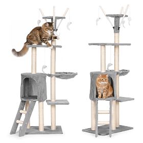 Cat Scratching Post Bed Tower 134 cm Grey Petsi
