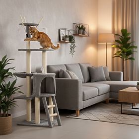 Cat Scratching Post Bed Tower 134 cm Grey Petsi