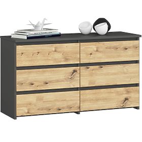 CHEST OF DRAWERS CL100 6DR GRAY / ARTISAN OAK