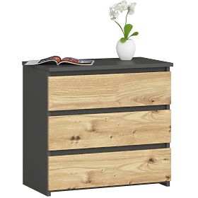 CHEST OF DRAWERS CL3 3SZ CLP PK GRAPHITE GRAY / ARTISAN OAK