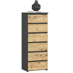 CHEST OF DRAWERS CL6 PK GRAPHITE GRAY / ARTISAN OAK