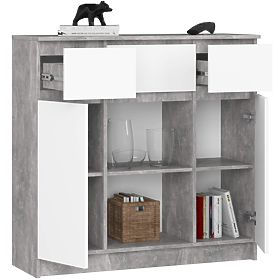 CHEST OF DRAWERS K100 2D 3SZ 1P PK CONCRETE / WHITE