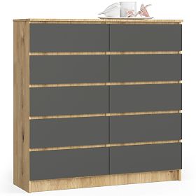 CHEST OF DRAWERS K120 10SZ CLP PK OAK ARTISAN / GRAY