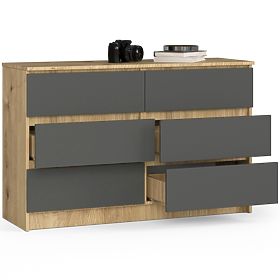 CHEST OF DRAWERS K120 6SZ CLP ARTISAN OAK / GRAY