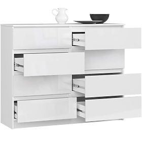 CHEST OF DRAWERS K120 8SZ PK WHITE GLOSS