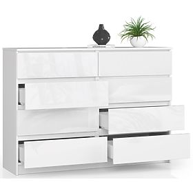 CHEST OF DRAWERS K140 8SZ CLP PK WHITE GLOSS