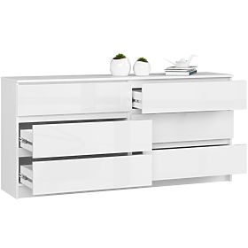CHEST OF DRAWERS K160 6SZ CLP PK WHITE GLOSS