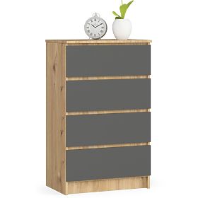 CHEST OF DRAWERS K60 4SZ PK OAK ARTISAN / GRAY