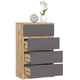 CHEST OF DRAWERS K60 4SZ PK OAK ARTISAN / GRAY