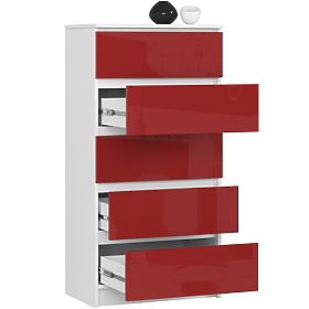 CHEST OF DRAWERS K60 5SZ CLP PK RED GLOSS