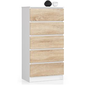 CHEST OF DRAWERS K60 5SZ CLP PK WHITE / SONOMA