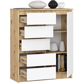 CHEST OF DRAWERS K80 1D 5SZ PK OAK ARTISAN / WHITE