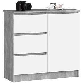 CHEST OF DRAWERS K80 JERRY 1D 3SZ PK CONCRETE / WHITE