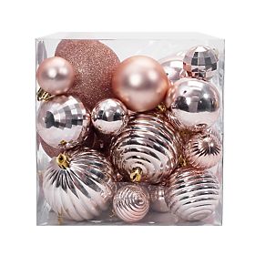 CHRISTMAS BALLS PINK-GOLD 36PCS 311433B, Tutumi