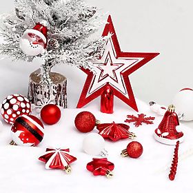 CHRISTMAS ORNAMENTS RED AND WHITE 78PCS SYSD1688-113, Tutumi