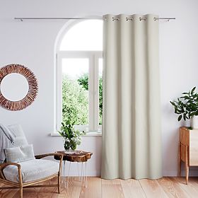 CLEAR Curtain in Cappuccino Color with Printed Boho Style Classic Silver Metal Eyelets