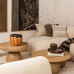 Coffee Table Arvika 70 cm, Round, Mango Wood, Rounded Shapes