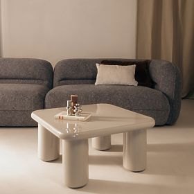 Coffee Table Cherry 70 cm, Dark Beige, Glossy