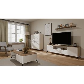 Coffee Table CORDOBA Cashmere Beige Oak Castello 2 Drawers for Living Room
